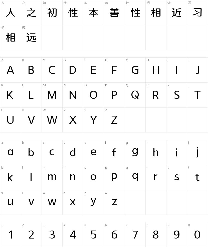 字魂荧智 W3的字符映射图