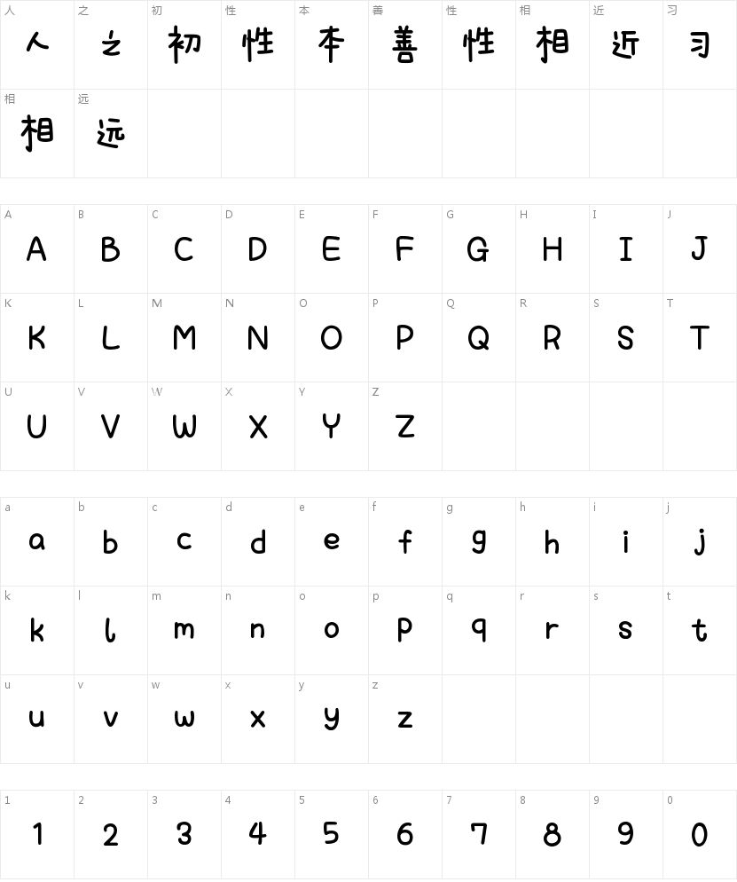 可爱小猫春日记的字符映射图