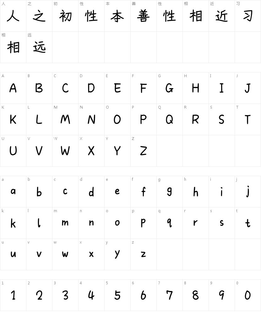 茉莉小狗天真手书的字符映射图