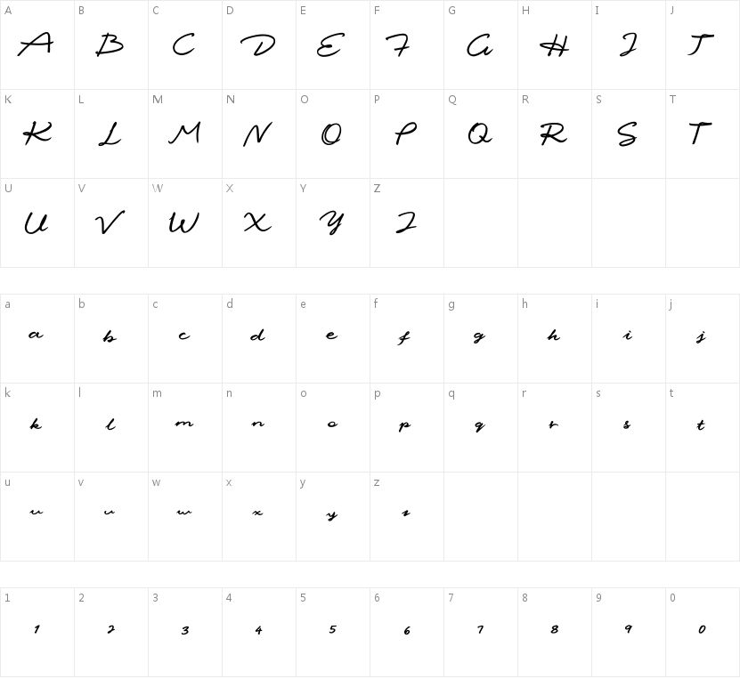 Aidian SignatureTi Marker pen -Medium的字符映射图