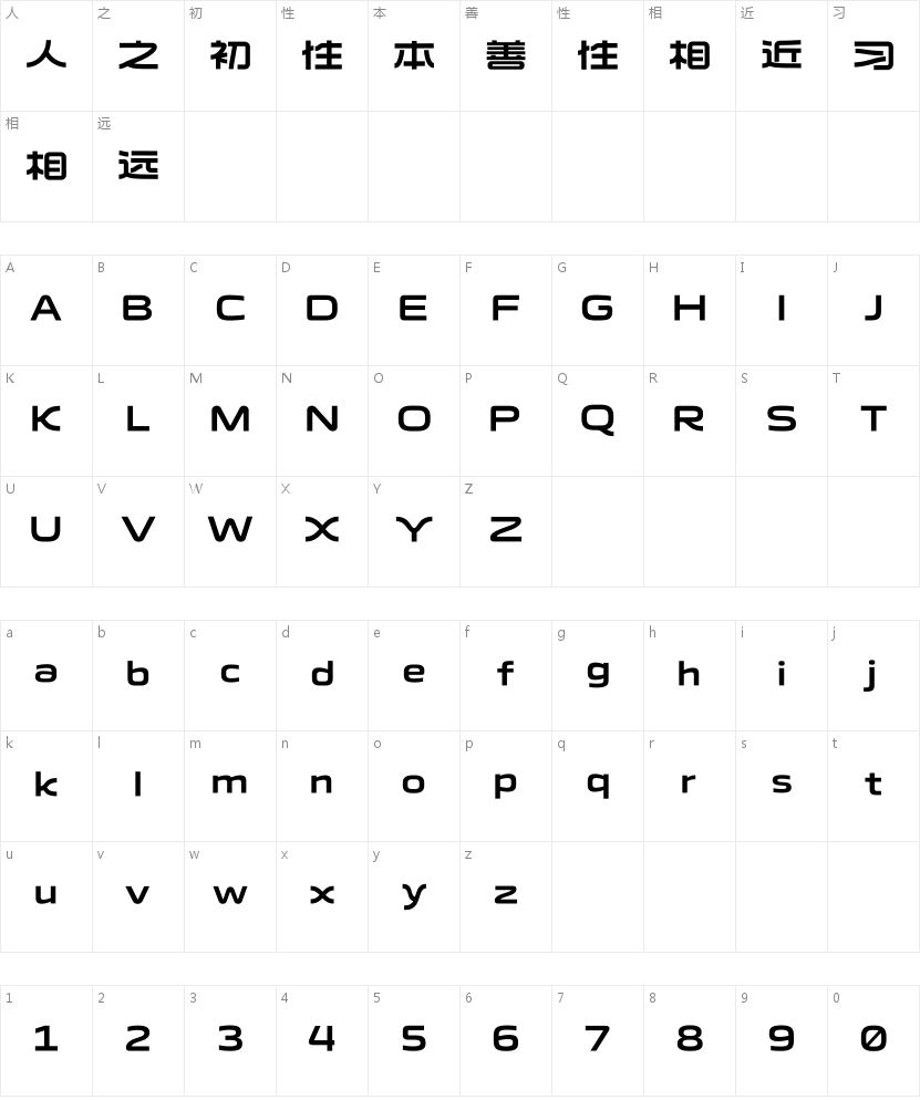 Aa星轨的字符映射图