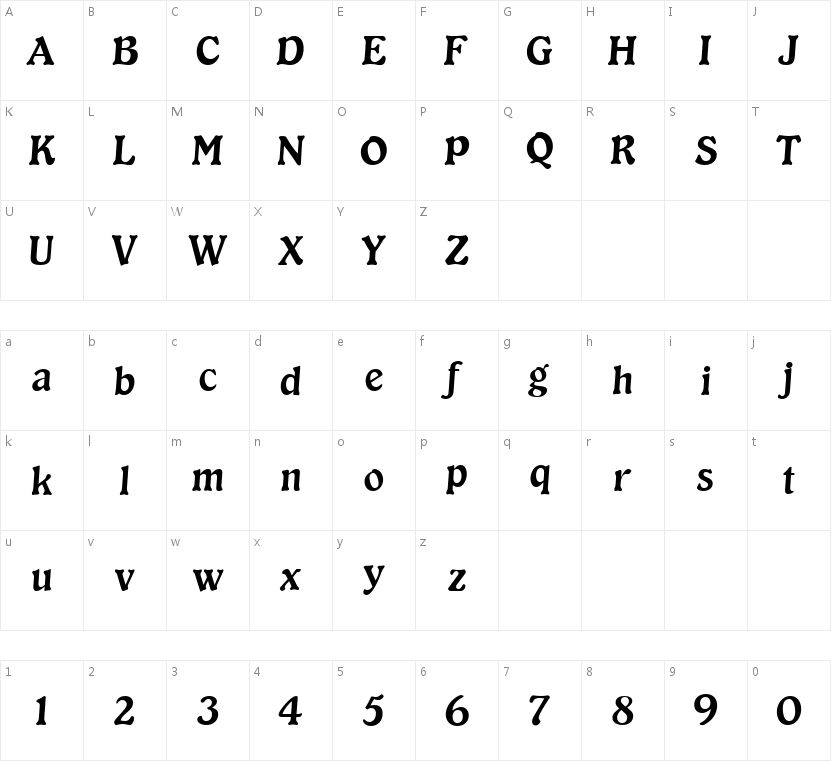 HFMyQueen的字符映射图