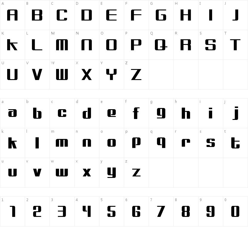 HFQudra的字符映射图