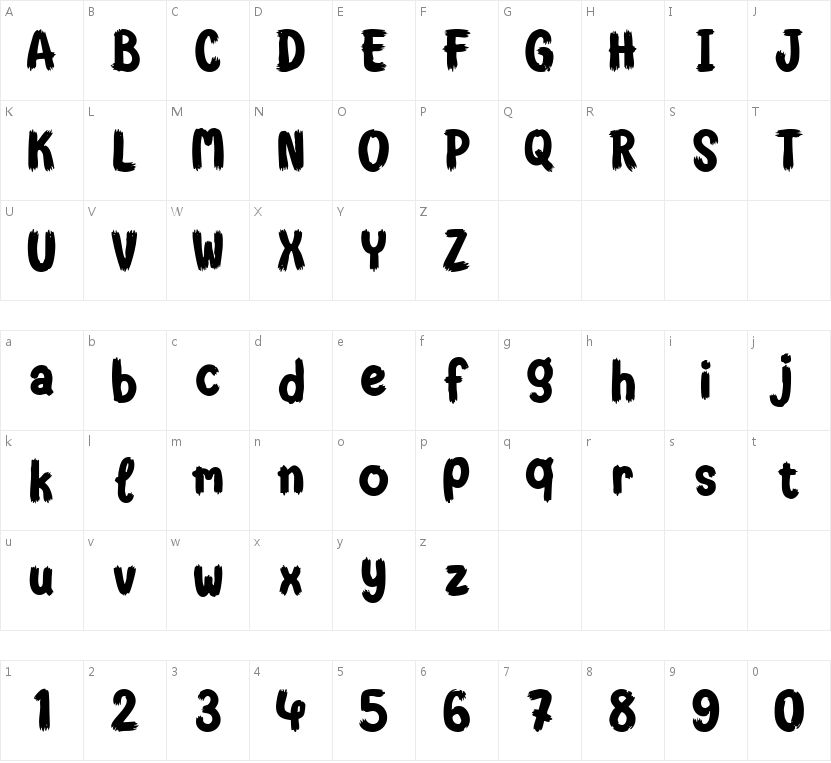 HFSawasbrush的字符映射图
