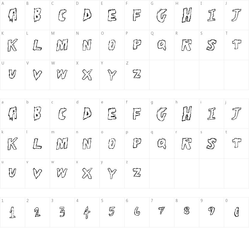 Tough Horror的字符映射图