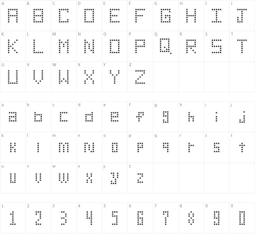 American Star的字符映射图