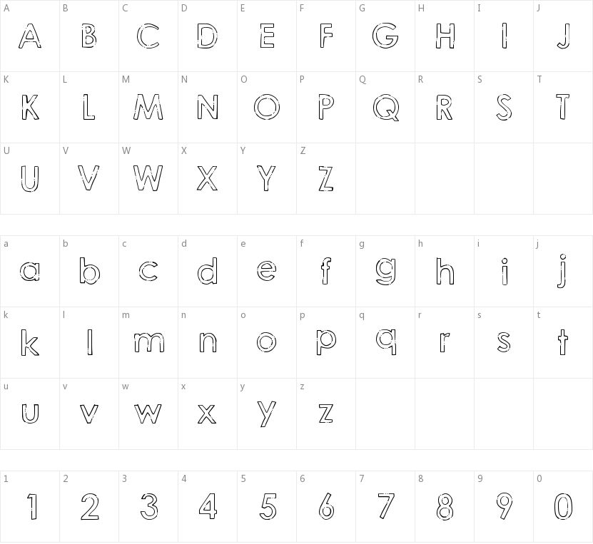 DJB Hand Penned Font的字符映射图