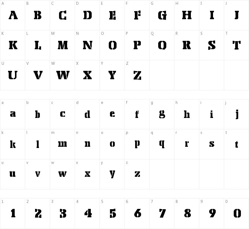 Stencil Export的字符映射图