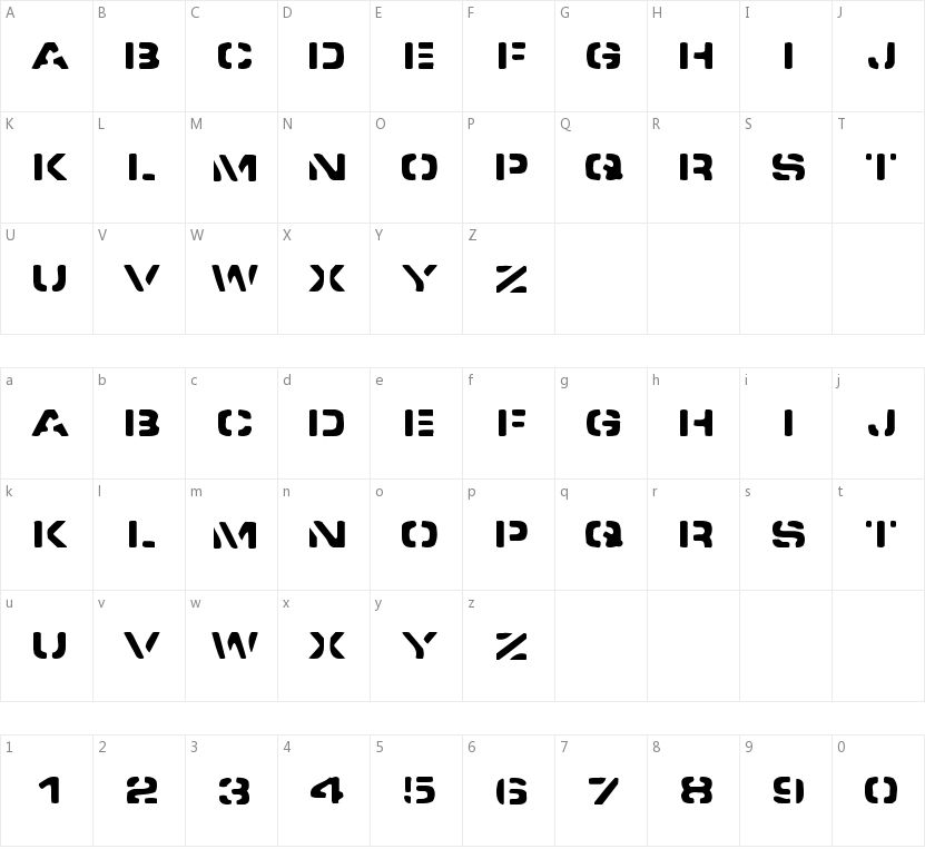 Spacedock Stencil的字符映射图