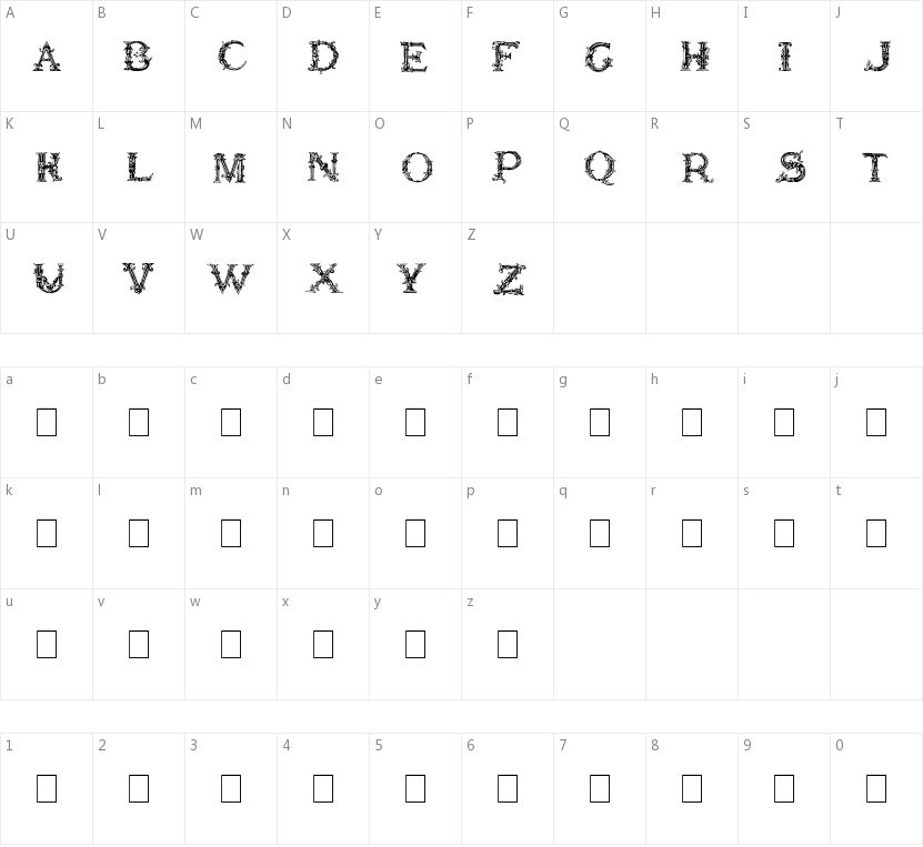 Burgoyne Initials的字符映射图