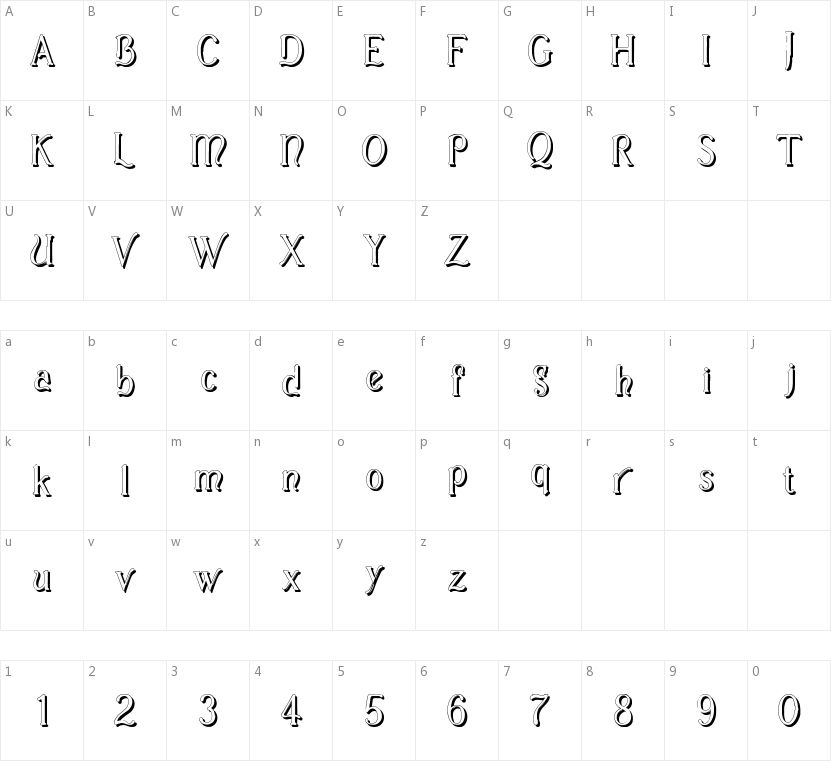 Casua的字符映射图