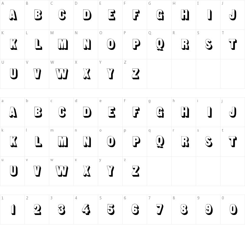Sans Serif Shaded的字符映射图