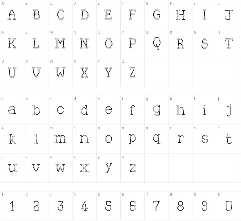 Kingthings Xstitch的字符映射图