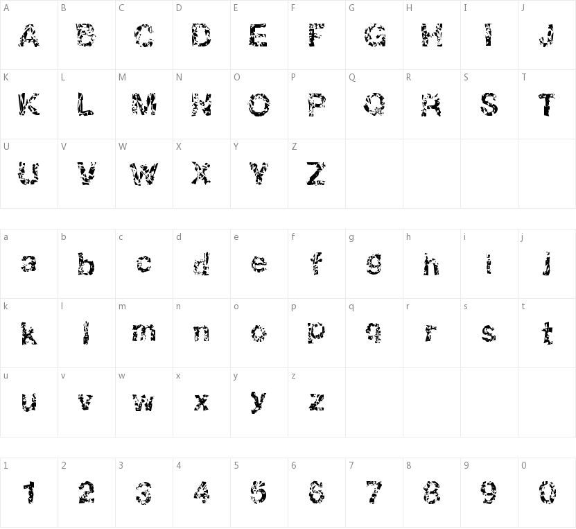 DBE Oxygen的字符映射图