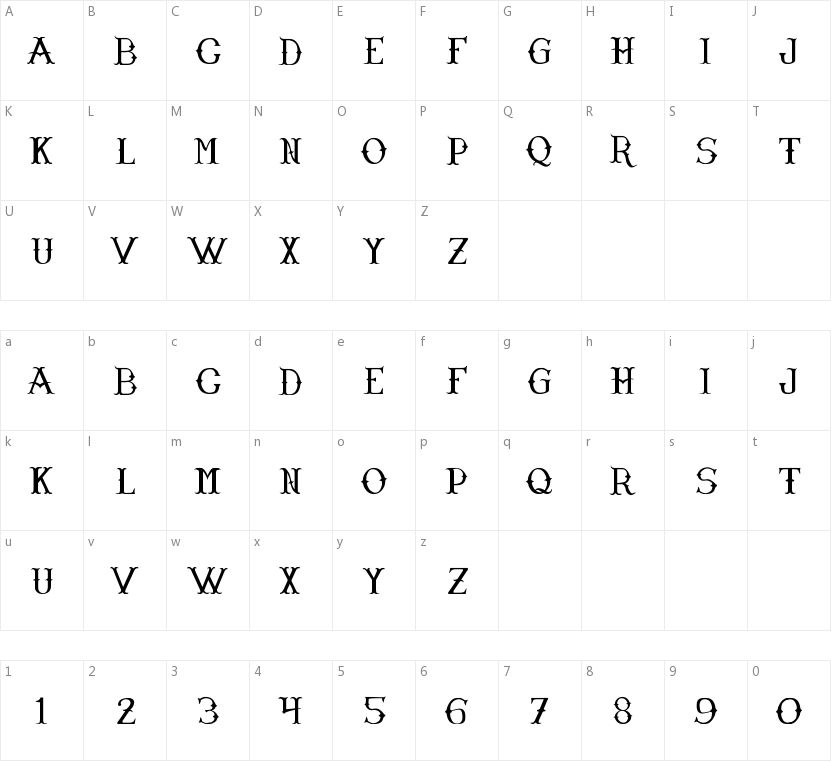 Narnfont的字符映射图