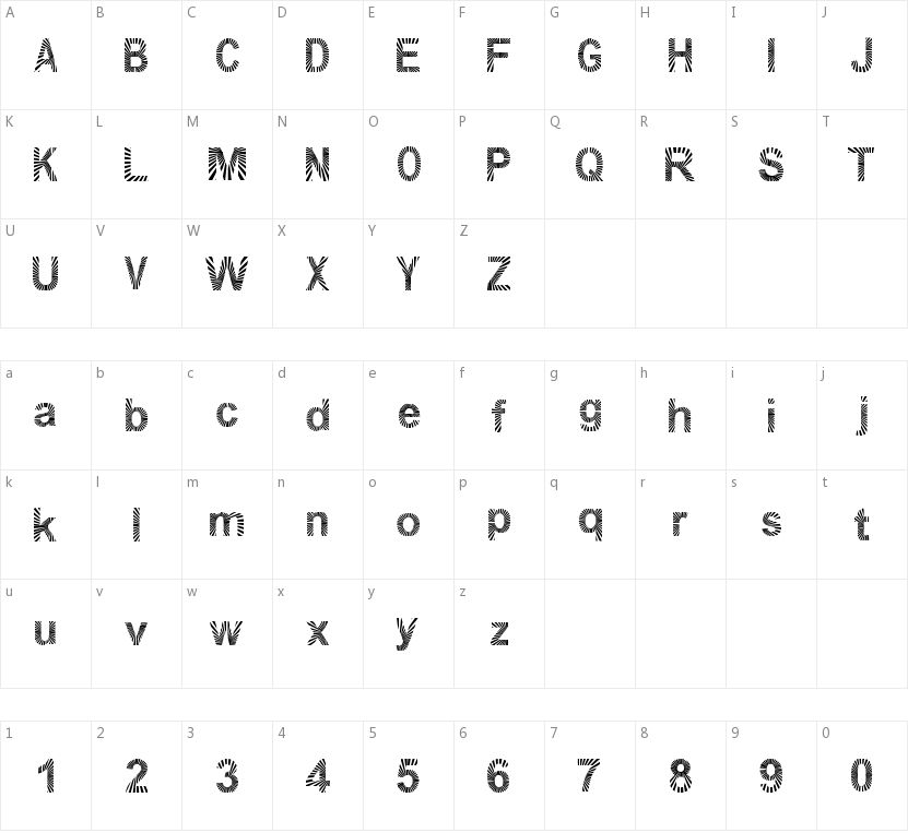 Pawluk Zibra的字符映射图