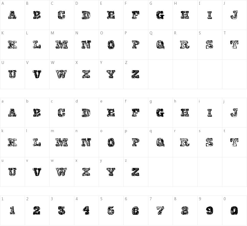 College Scribble的字符映射图