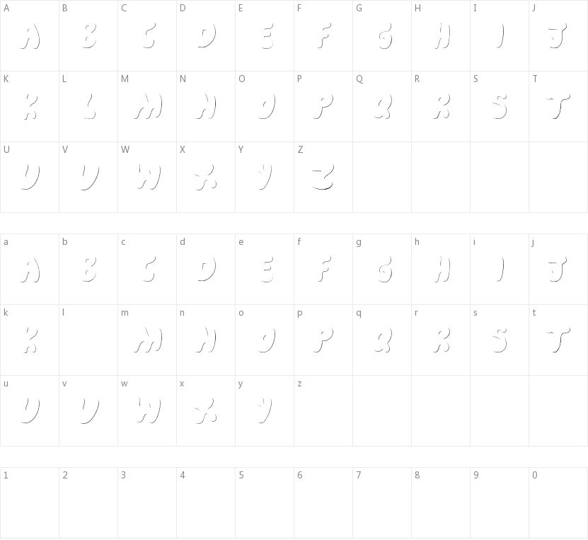Cartoon Shadow的字符映射图