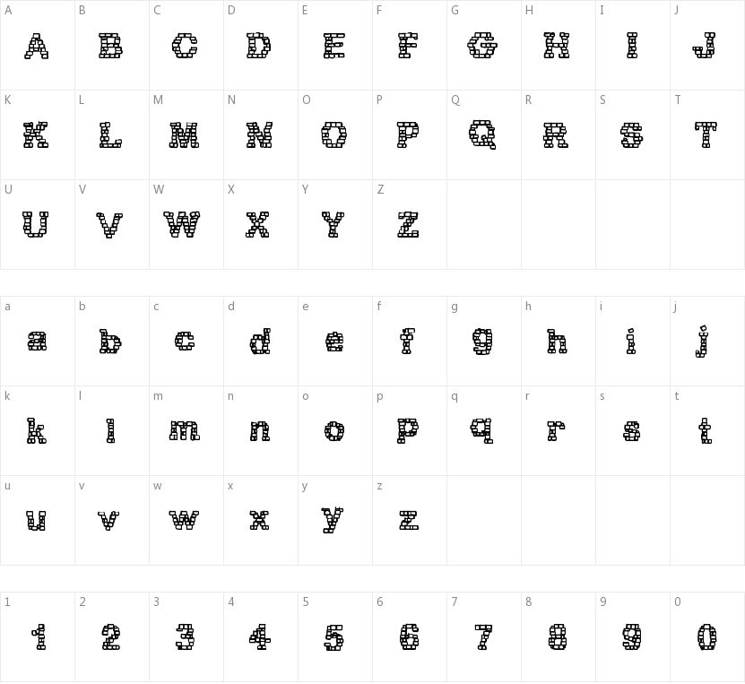 RH Brickhaus Proto的字符映射图