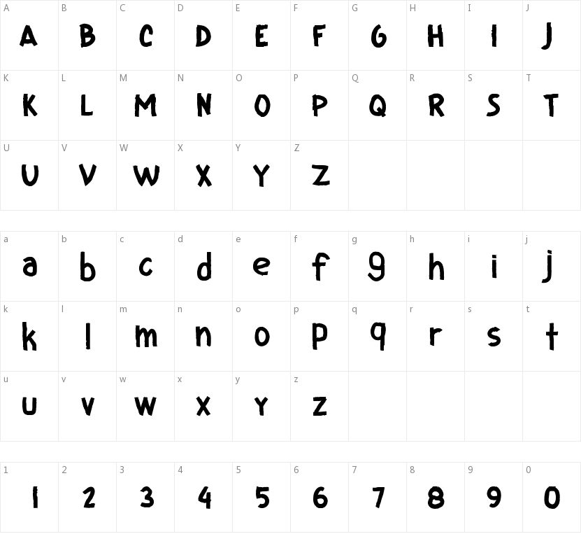 CF I Love Ugly Fonts的字符映射图