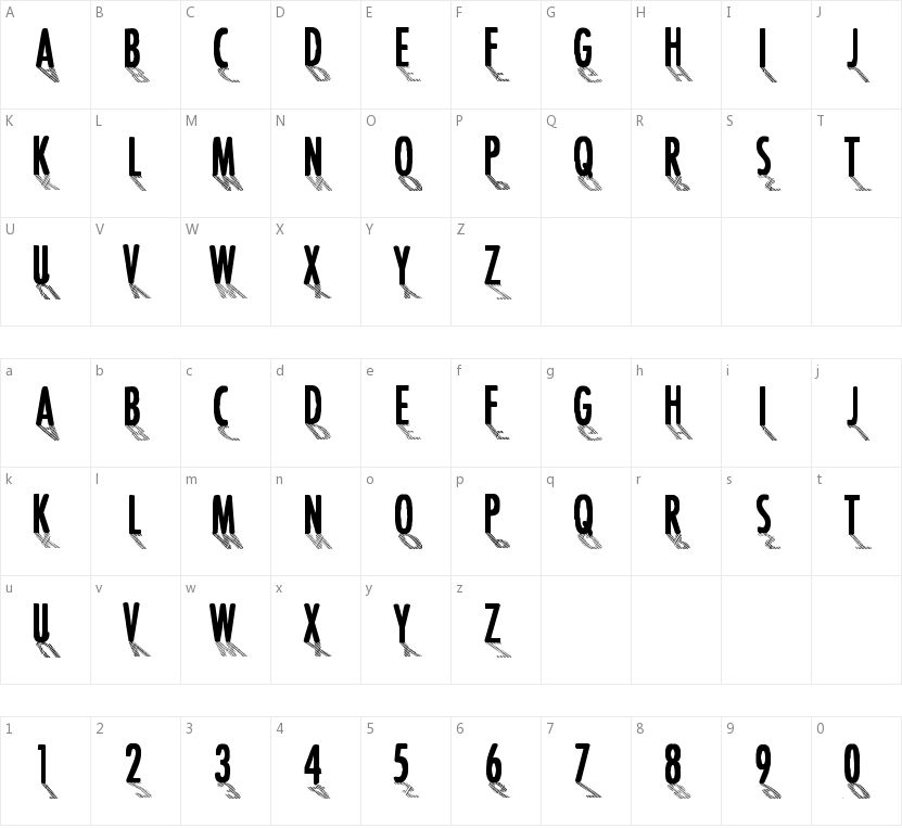 CF Font Shading的字符映射图