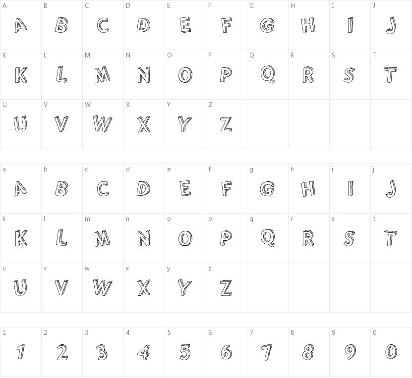 PW Shaded的字符映射图