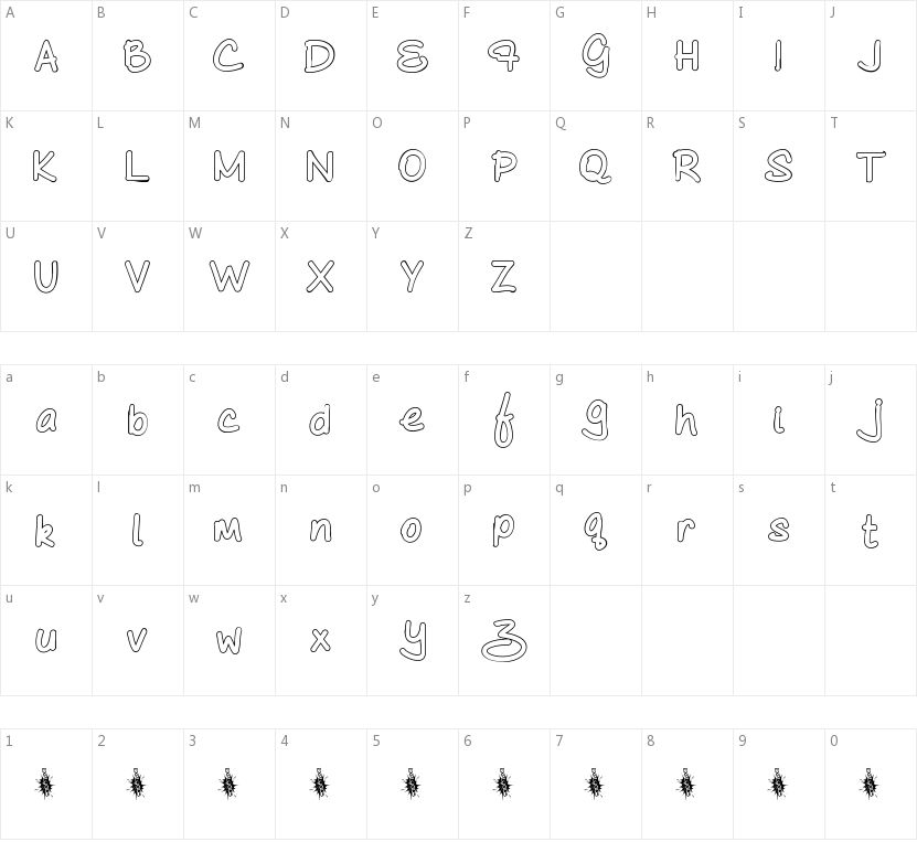 As Cute As Comic的字符映射图