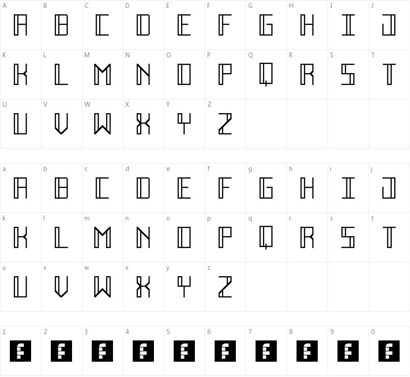 Deco Future的字符映射图