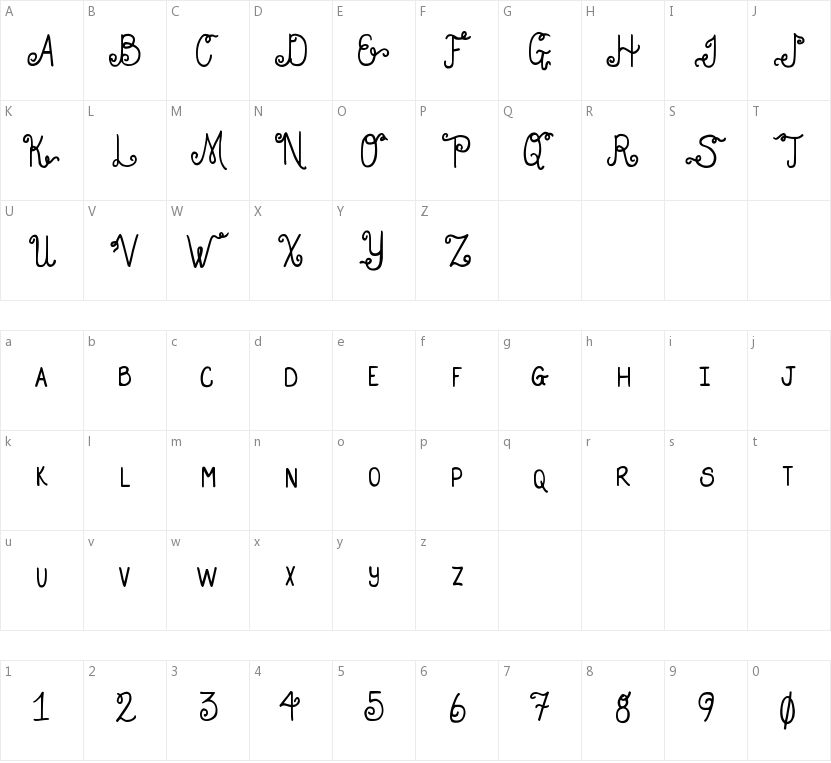 DJB Holly Enchanted的字符映射图