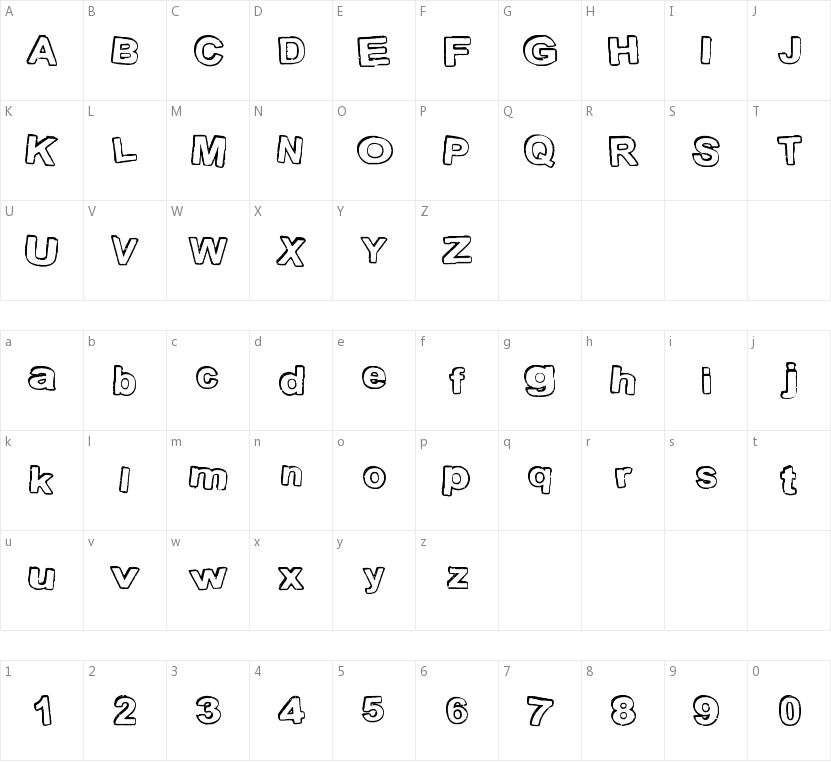 Stamp Ink的字符映射图