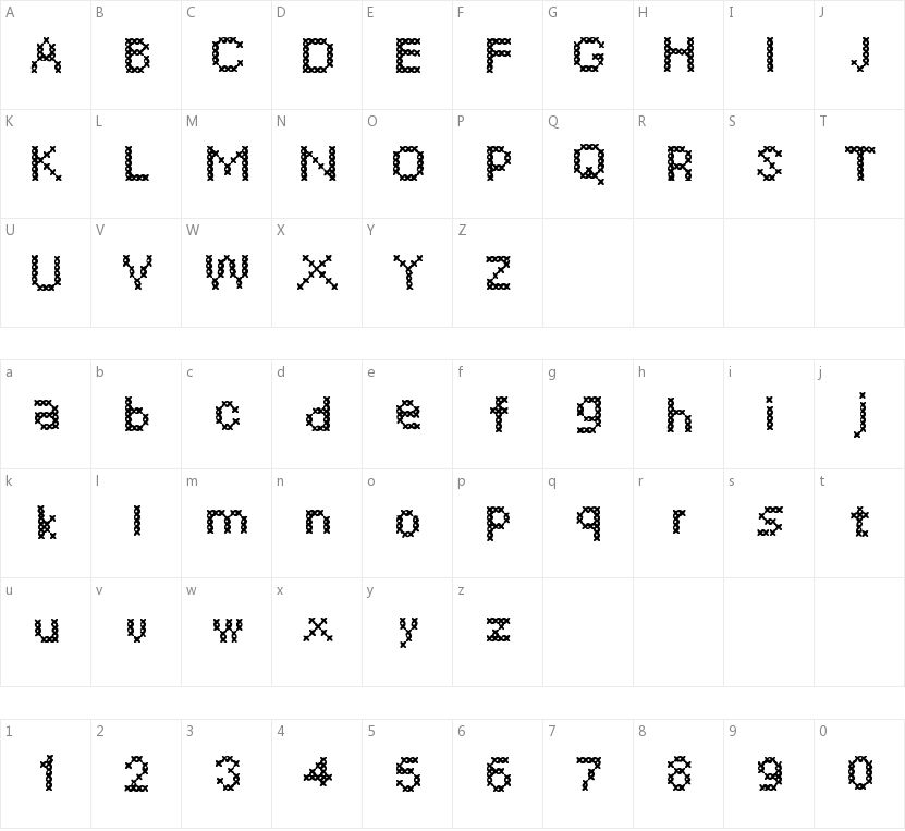 Cross Sew的字符映射图