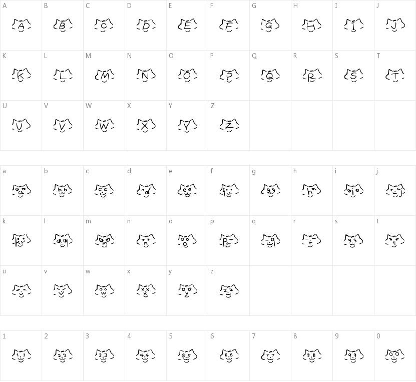 Font Cats的字符映射图