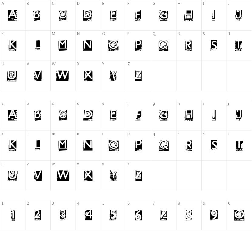 Hot Metal的字符映射图