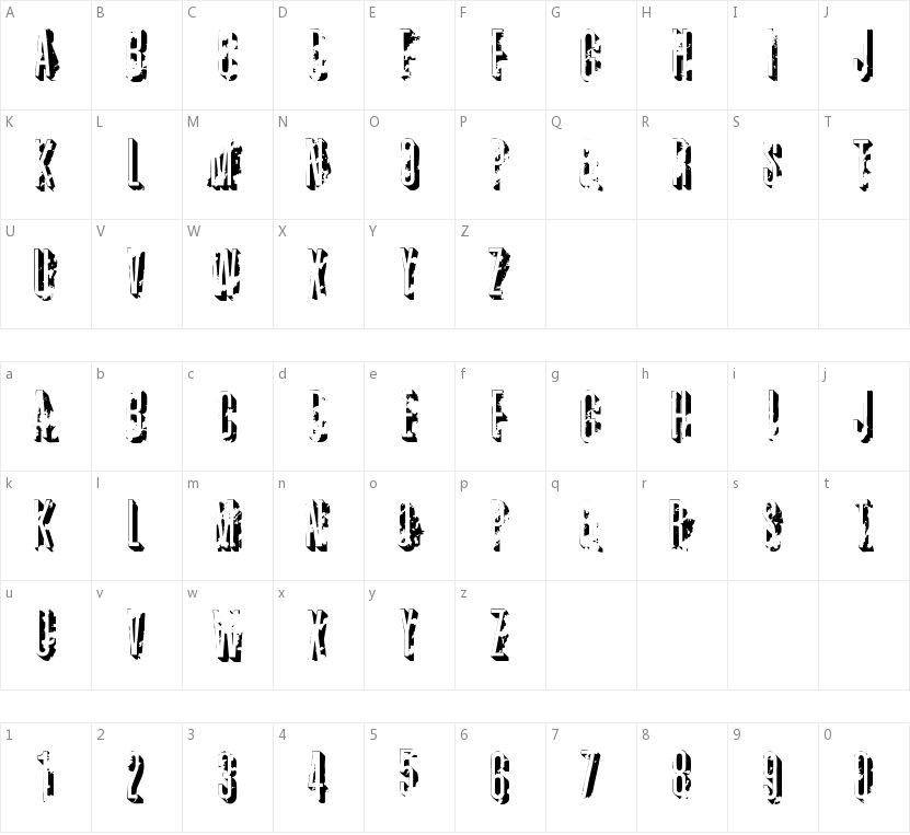 AZ Crushed的字符映射图