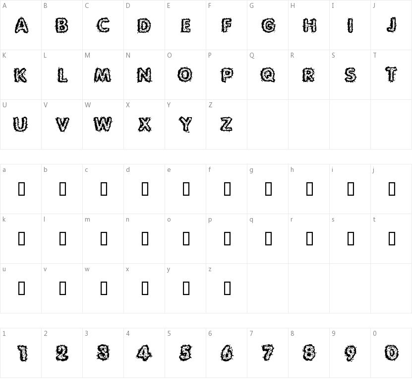 Carvings的字符映射图