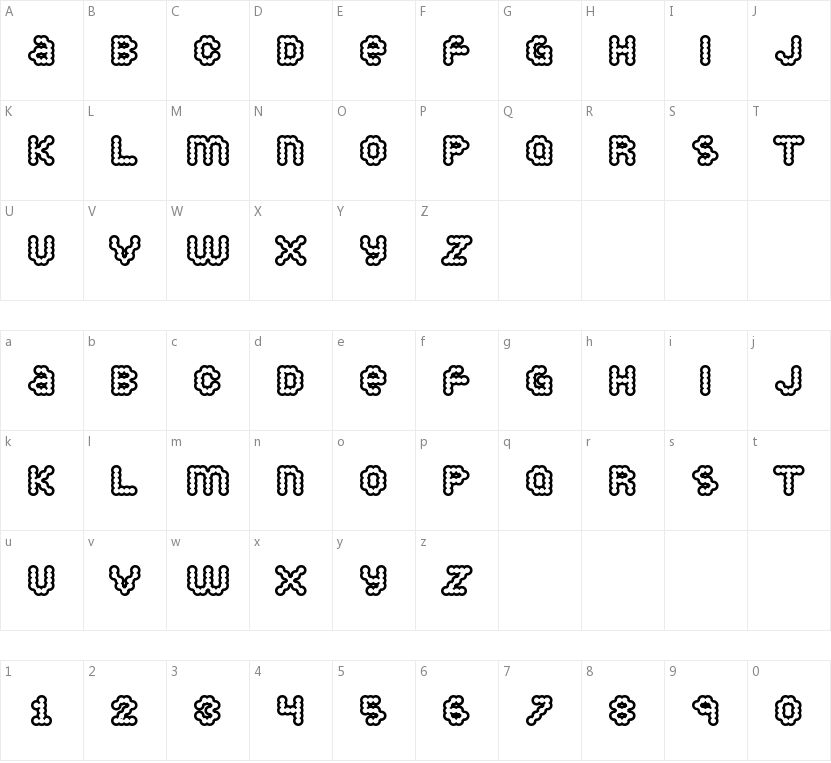 Puffy Dreamland的字符映射图