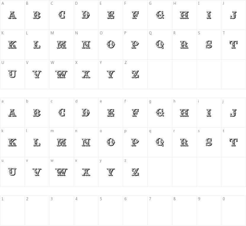 JF Fair Faces的字符映射图