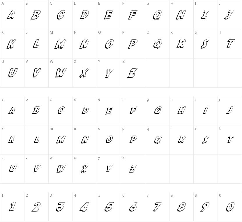 SF Fedora的字符映射图