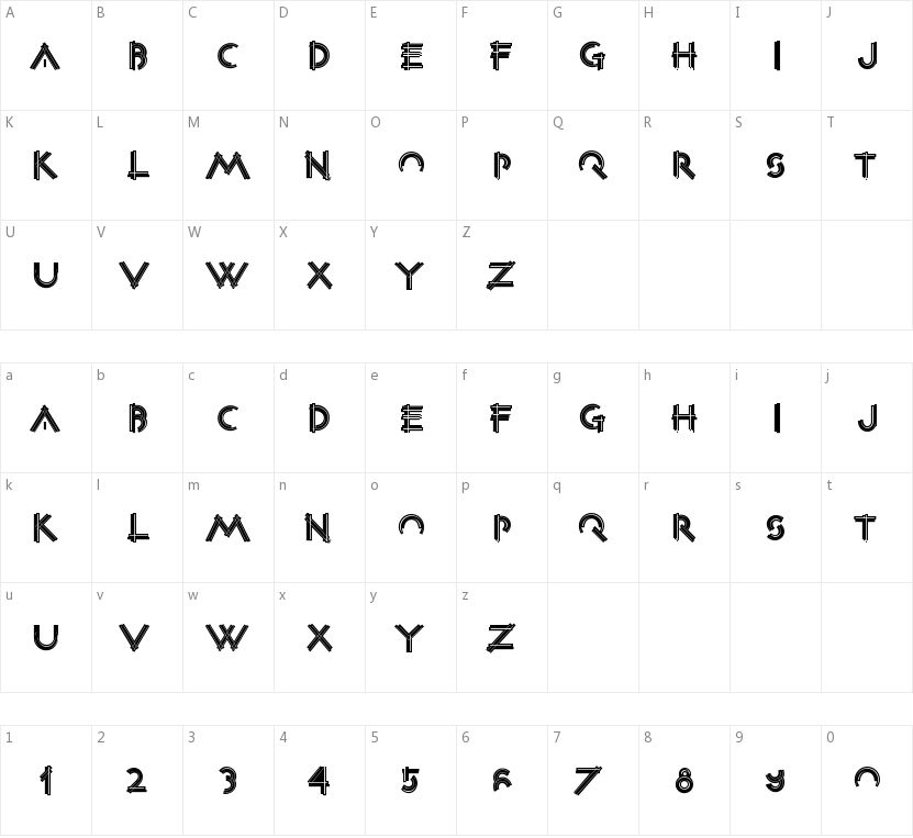 Construxia Black Inline的字符映射图