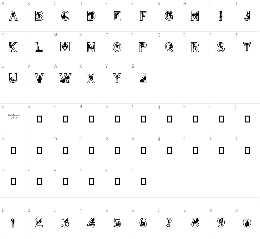 Alpha Silouettes的字符映射图