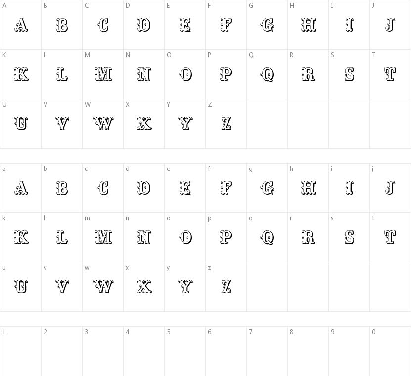 Toskanische Egyptienne Initialen的字符映射图