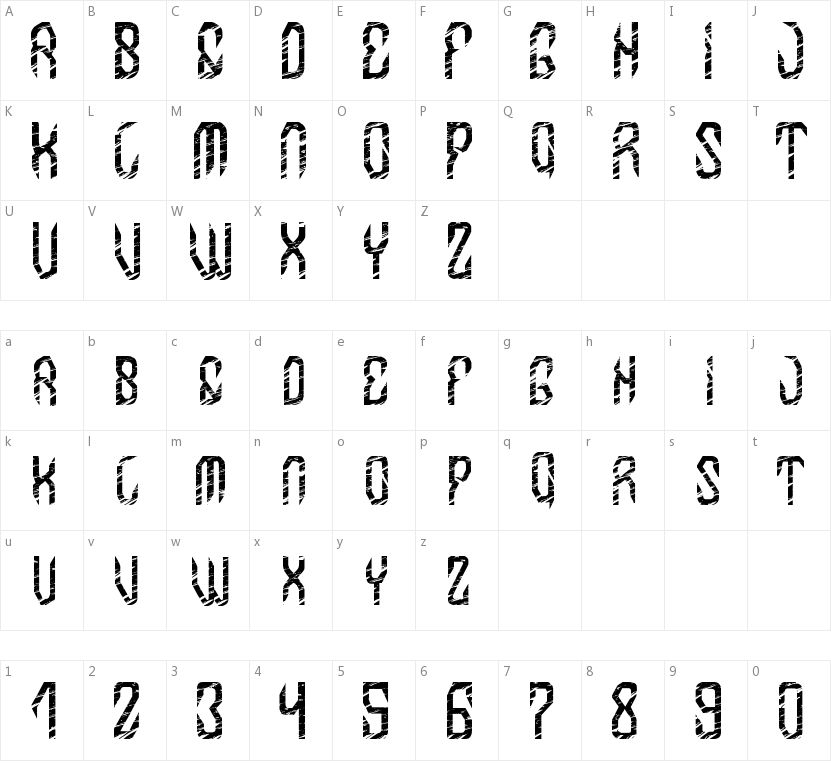 MB InDigit的字符映射图