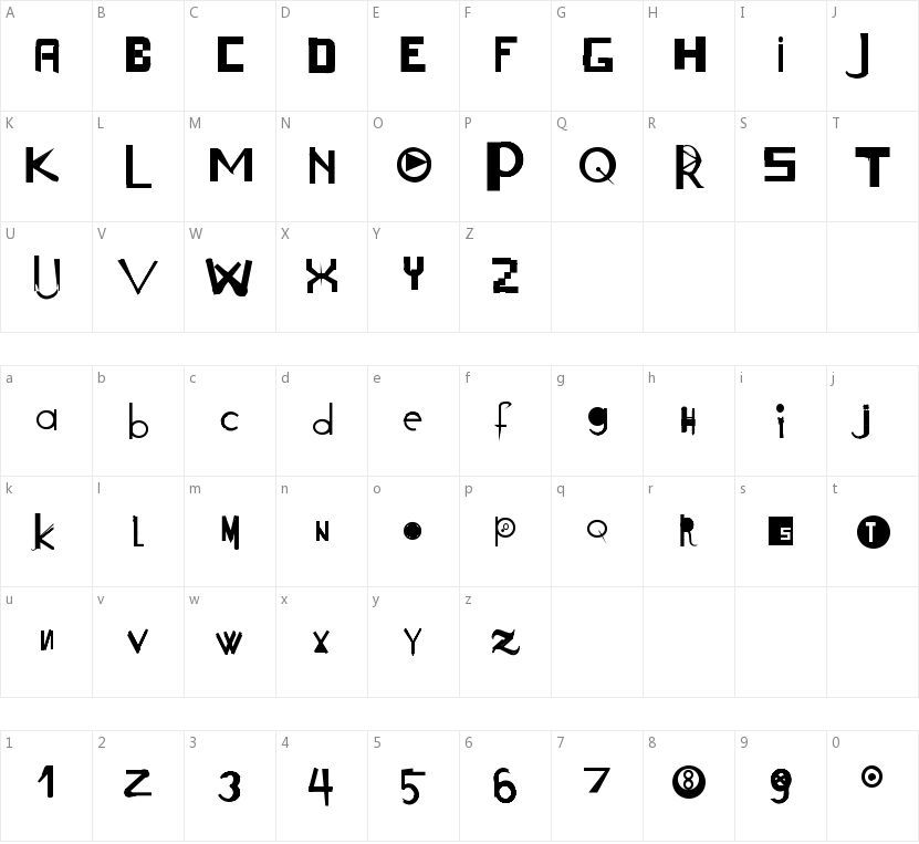 Acogessic的字符映射图