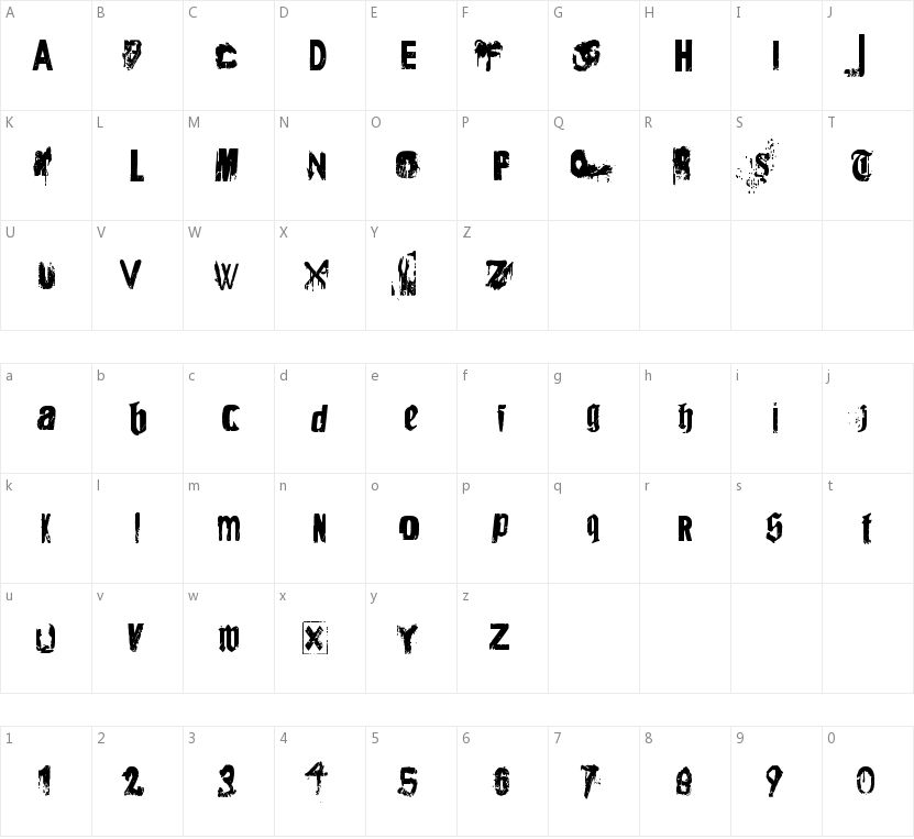 Angsterdamn的字符映射图