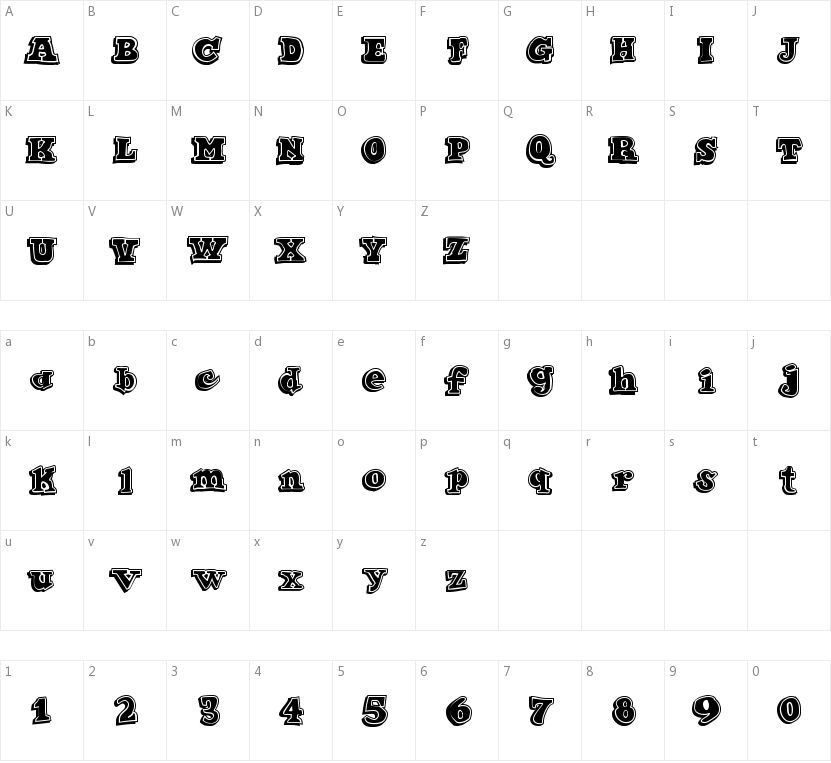 Ode 2 Paste Up的字符映射图