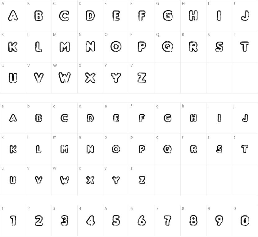 Punched的字符映射图