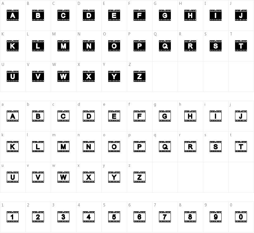 AC Fimstrip的字符映射图