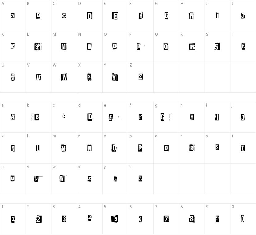 Postinkantaja Job的字符映射图