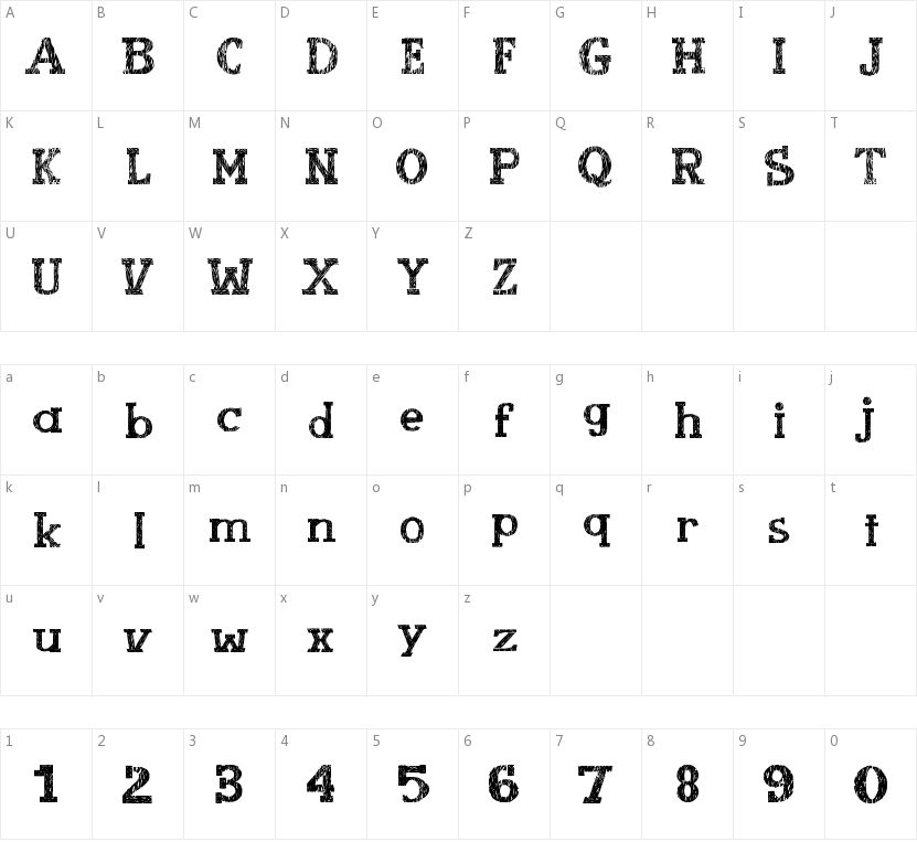 Booklet Cordel的字符映射图