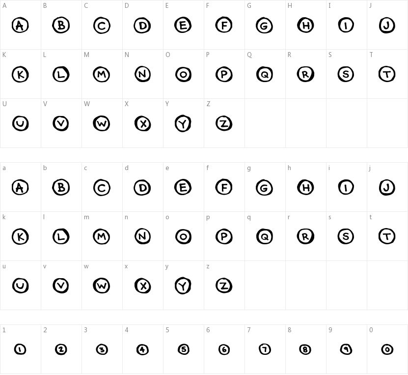 Circle Caps的字符映射图